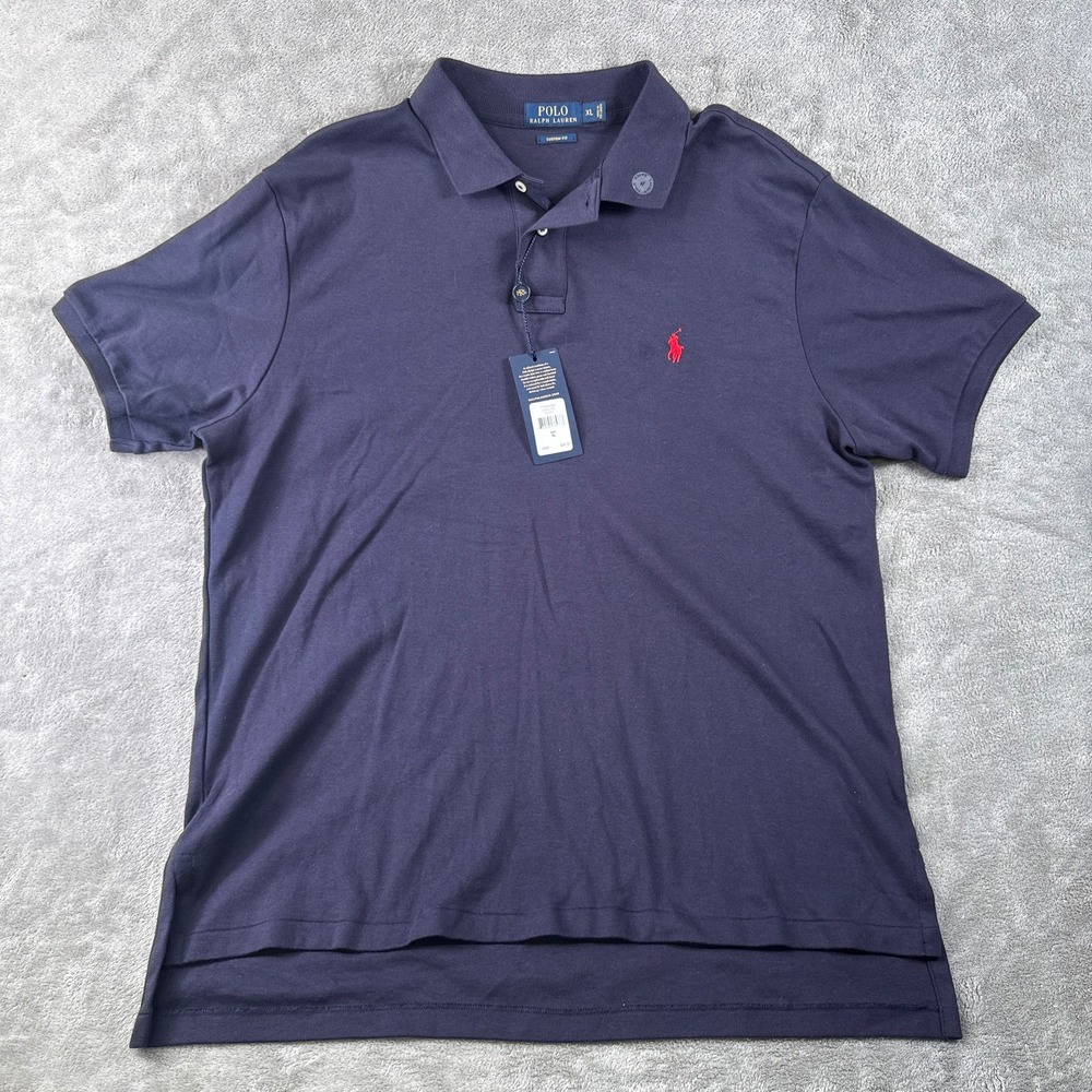 Polo Ralph Lauren The Interlock Shirt Mens XL Navy Custom Fit Polo Shirt